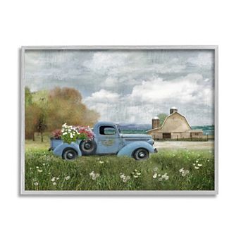 Stupell Home Decor Blue Farm Truck Framed Wall Art