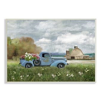 Stupell Home Decor Blue Farm Truck Plaque Wall Art