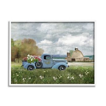 Stupell Home Decor Blue Farm Truck Framed Wall Art