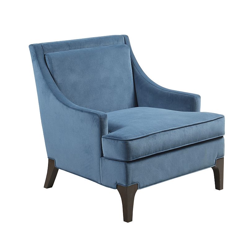 Anna Arm Accent Chair Blue - Martha Stewart: Upholstered, Dark Coffee Finish Legs, Lumbar Pillow