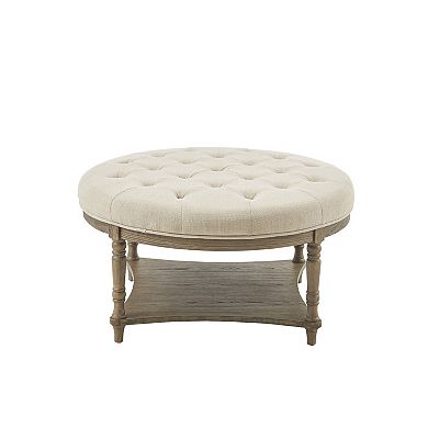 Martha Stewart Cedric Button Tufted Upholstered Ottoman