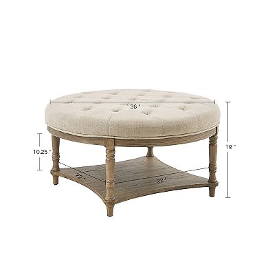 Martha Stewart Cedric Button Tufted Upholstered Ottoman