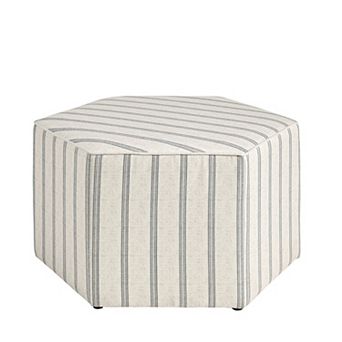 Martha Stewart Ellen Striped Hexagon Upholstered Ottoman