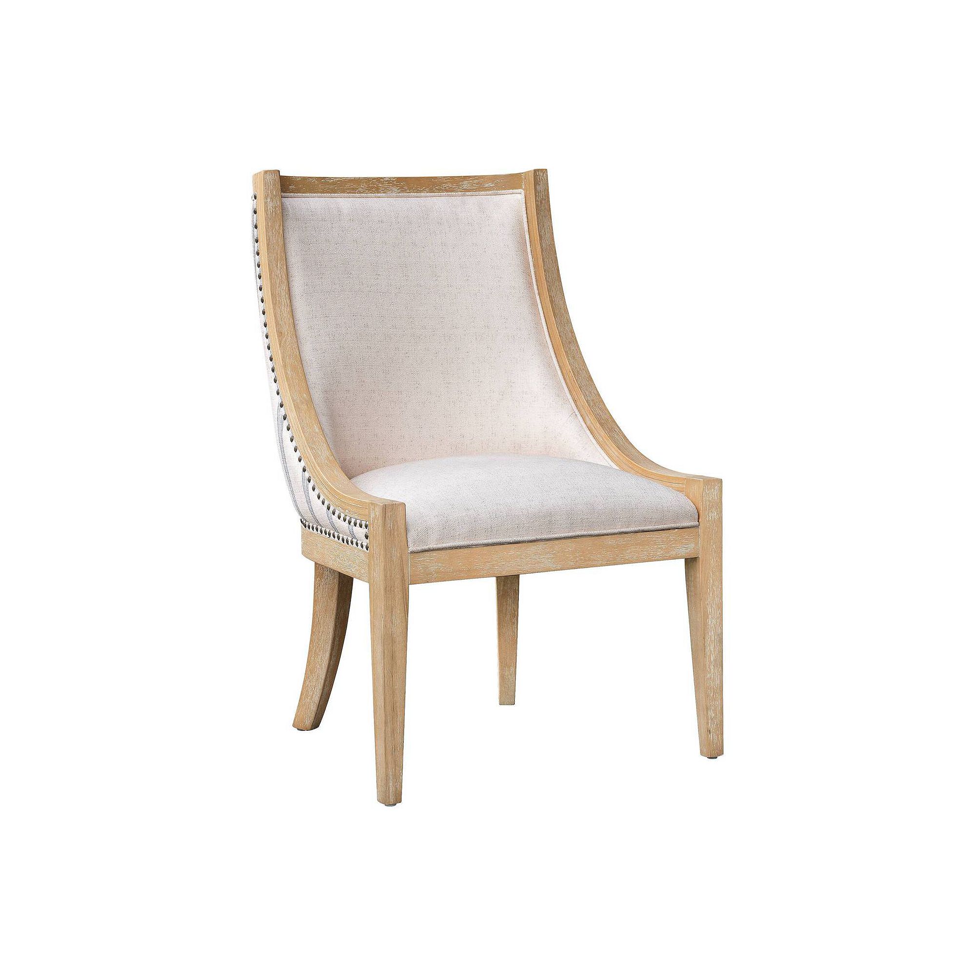 Martha Stewart Elmcrest Upholstered Dining Chair with Nailhead Trim, Beige 