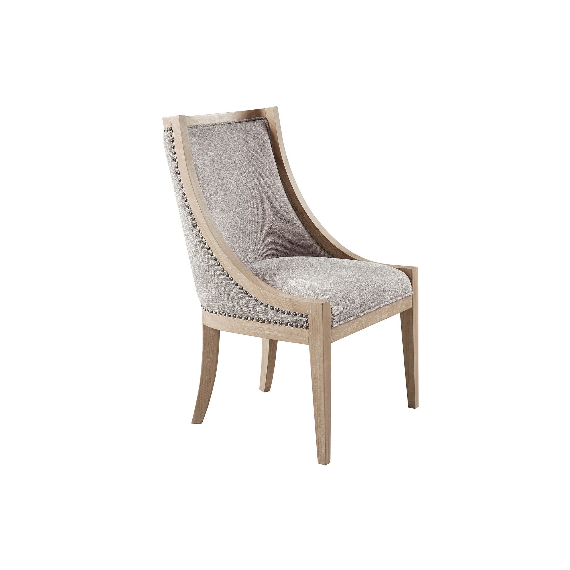 Martha Stewart Elmcrest Upholstered Dining Chair with Nailhead Trim, Linen