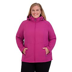 Plus Size Hooded High Pile Fleece Jacket Black 1X- White Mark