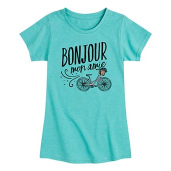 Girls 7-16 "Bonjour Mon Amie" Bike Graphic Tee