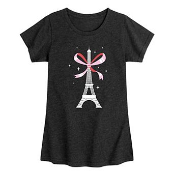 Girls 7-16 Eiffel Tower With Bow Graphic Tee