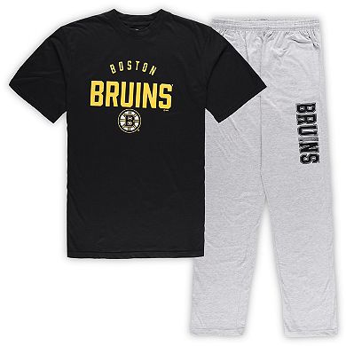 Men's Boston Bruins Black/Heather Gray Big & Tall T-Shirt & Pants Lounge Set