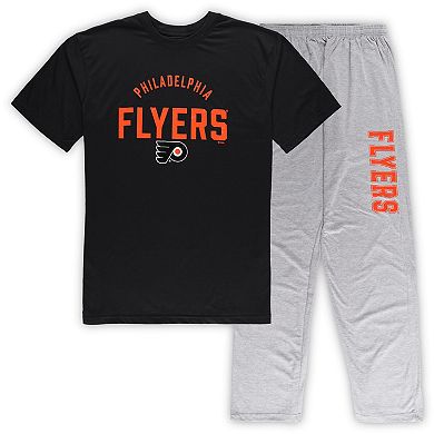 Men's Philadelphia Flyers Black/Heather Gray Big & Tall T-Shirt & Pants Lounge Set