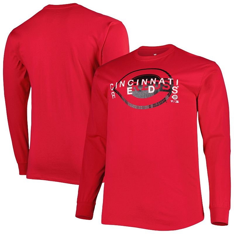 Mens Red Cincinnati Reds Big & Tall Long Sleeve T-Shirt, Size: 2XLT