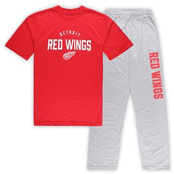 Men's Detroit Red Wings Red/Heather Gray Big & Tall T-Shirt & Pants Lounge Set