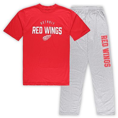 Men's Detroit Red Wings Red/Heather Gray Big & Tall T-Shirt & Pants Lounge Set