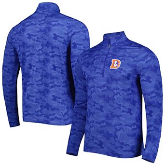 Men's Antigua Royal Denver Broncos Brigade Throwback Quarter-Zip Top