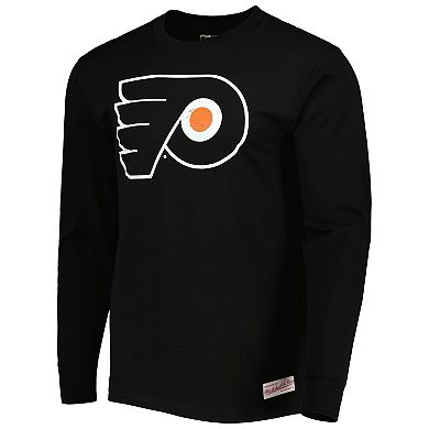 Men's Mitchell & Ness Black Philadelphia Flyers Logo Long Sleeve T-Shirt