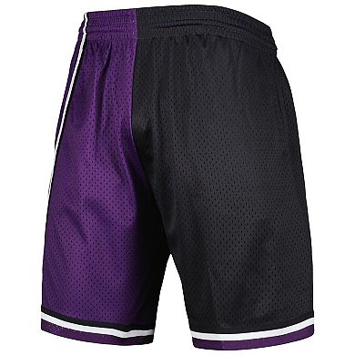 Men's Mitchell & Ness Black/Purple Sacramento Kings Hardwood Classics 2000 Split Swingman Shorts