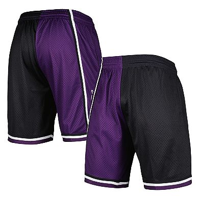 Men's Mitchell & Ness Black/Purple Sacramento Kings Hardwood Classics 2000 Split Swingman Shorts