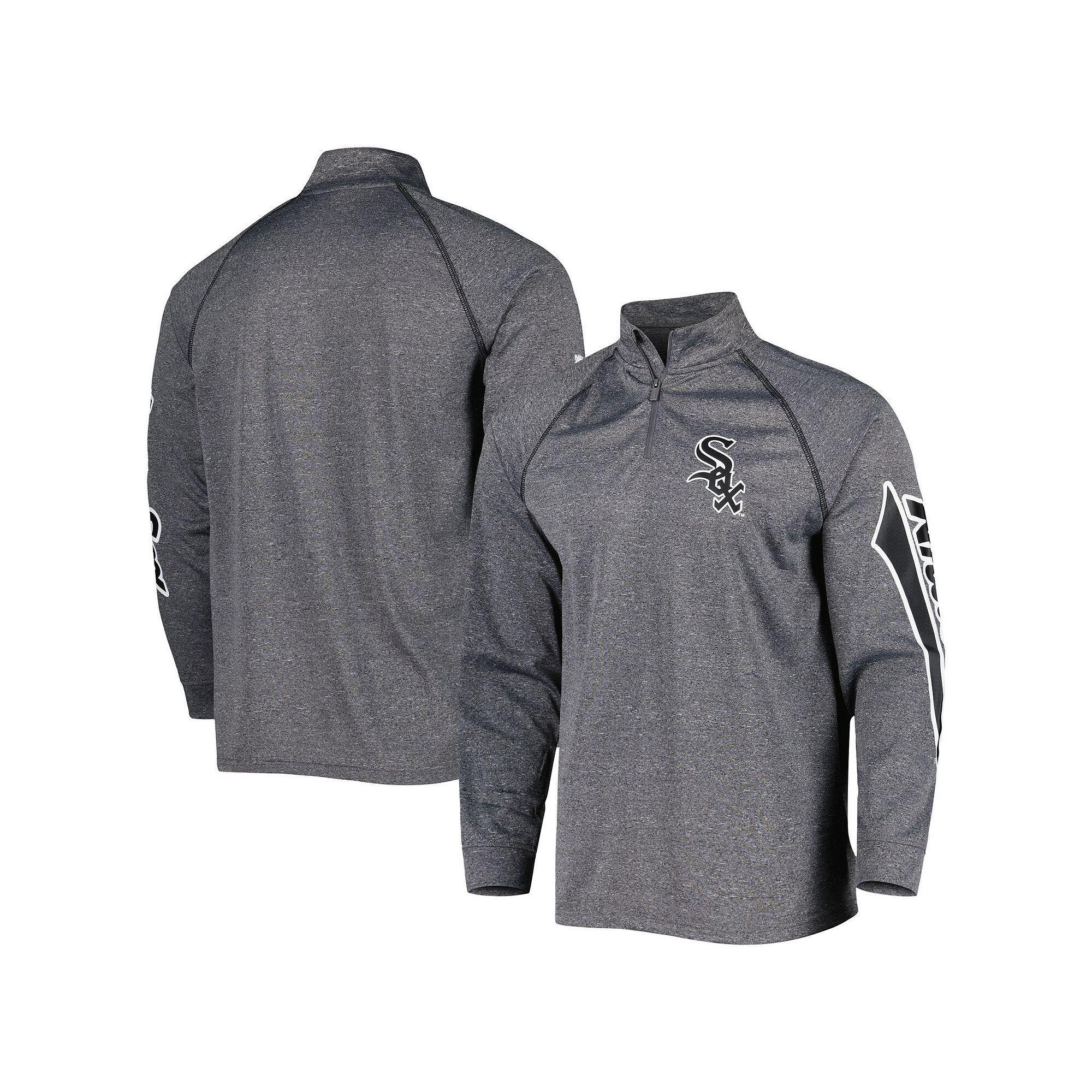 Mens Stitches Heather Gray Chicago White Sox Wordmark Raglan Quarter-Zip T