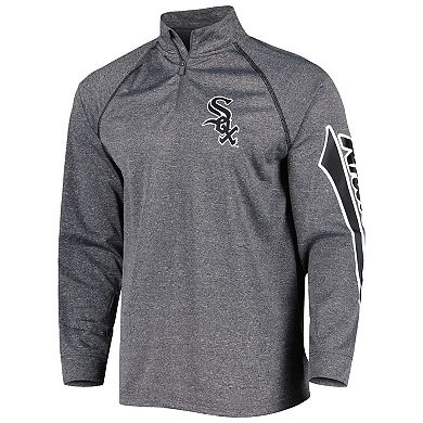 Men's Stitches Heather Gray Chicago White Sox Wordmark Raglan Quarter-Zip Top