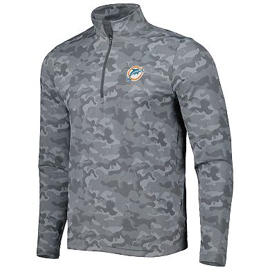 Men's Antigua Gray Miami Dolphins Brigade Throwback Quarter-Zip Top