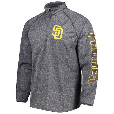 Men's Stitches Heather Gray San Diego Padres Wordmark Raglan Quarter-Zip Top