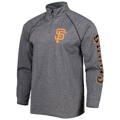 Men's Stitches Heather Gray San Francisco Giants Wordmark Raglan Quarter-Zip Top