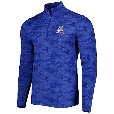 Men's Antigua Royal New England Patriots Brigade Throwback Quarter-Zip Top