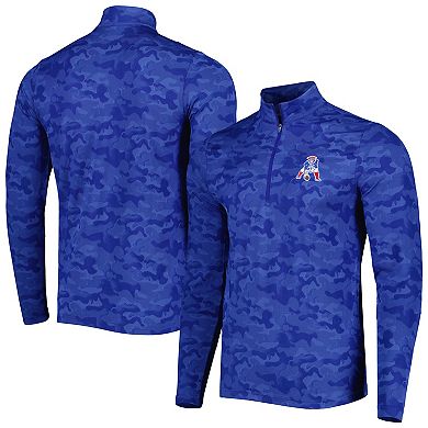 Men's Antigua Royal New England Patriots Brigade Throwback Quarter-Zip Top