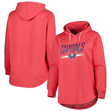 Women's Heather Red Washington Capitals Plus Size Fleece Pullover Hoodie