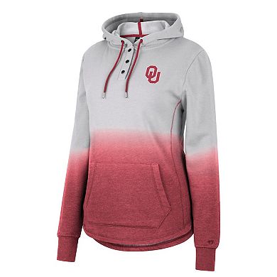 Women's Colosseum Gray/Crimson Oklahoma Sooners Aurelia Dip-Dye Quarter-Snap Pullover Hoodie