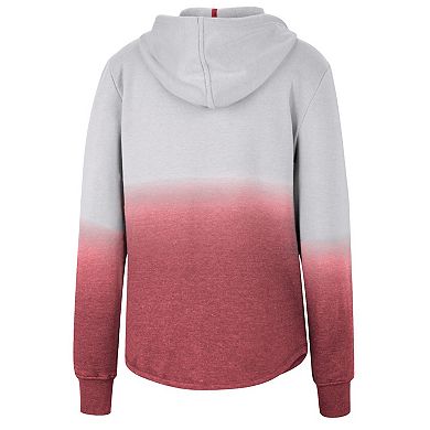 Women's Colosseum Gray/Crimson Oklahoma Sooners Aurelia Dip-Dye Quarter-Snap Pullover Hoodie