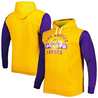 Men's Fanatics Branded Gold/Purple Los Angeles Lakers Big & Tall Bold Attack Pullover Hoodie
