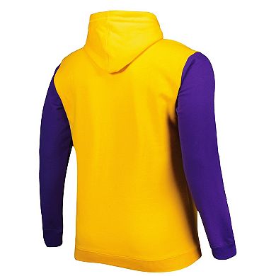 Men's Fanatics Branded Gold/Purple Los Angeles Lakers Big & Tall Bold Attack Pullover Hoodie