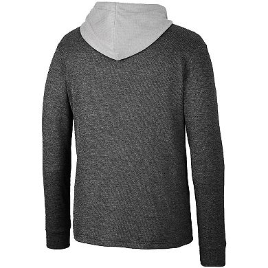 Men's Colosseum Black USC Trojans Ballot Waffle-Knit Thermal Long Sleeve Hoodie T-Shirt