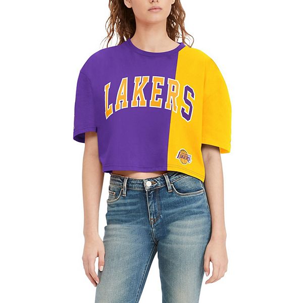 Women's Tommy Jeans Purple/Gold Los Angeles Lakers B Relaxed Crop  T-Shirt