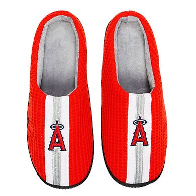 Men's FOCO Red Los Angeles Angels Team Stripe Memory Foam Slide Slippers