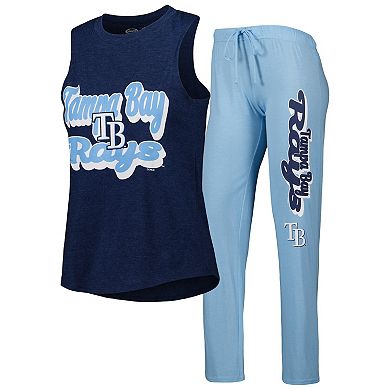 Women's Concepts Sport Light Blue/Navy Tampa Bay Rays Wordmark Meter Muscle Tank Top & Pants Sleep Set