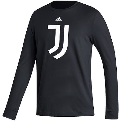 Men's adidas Black Juventus Vertical Wordmark Long Sleeve T-Shirt