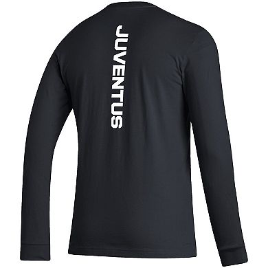 Men's adidas Black Juventus Vertical Wordmark Long Sleeve T-Shirt