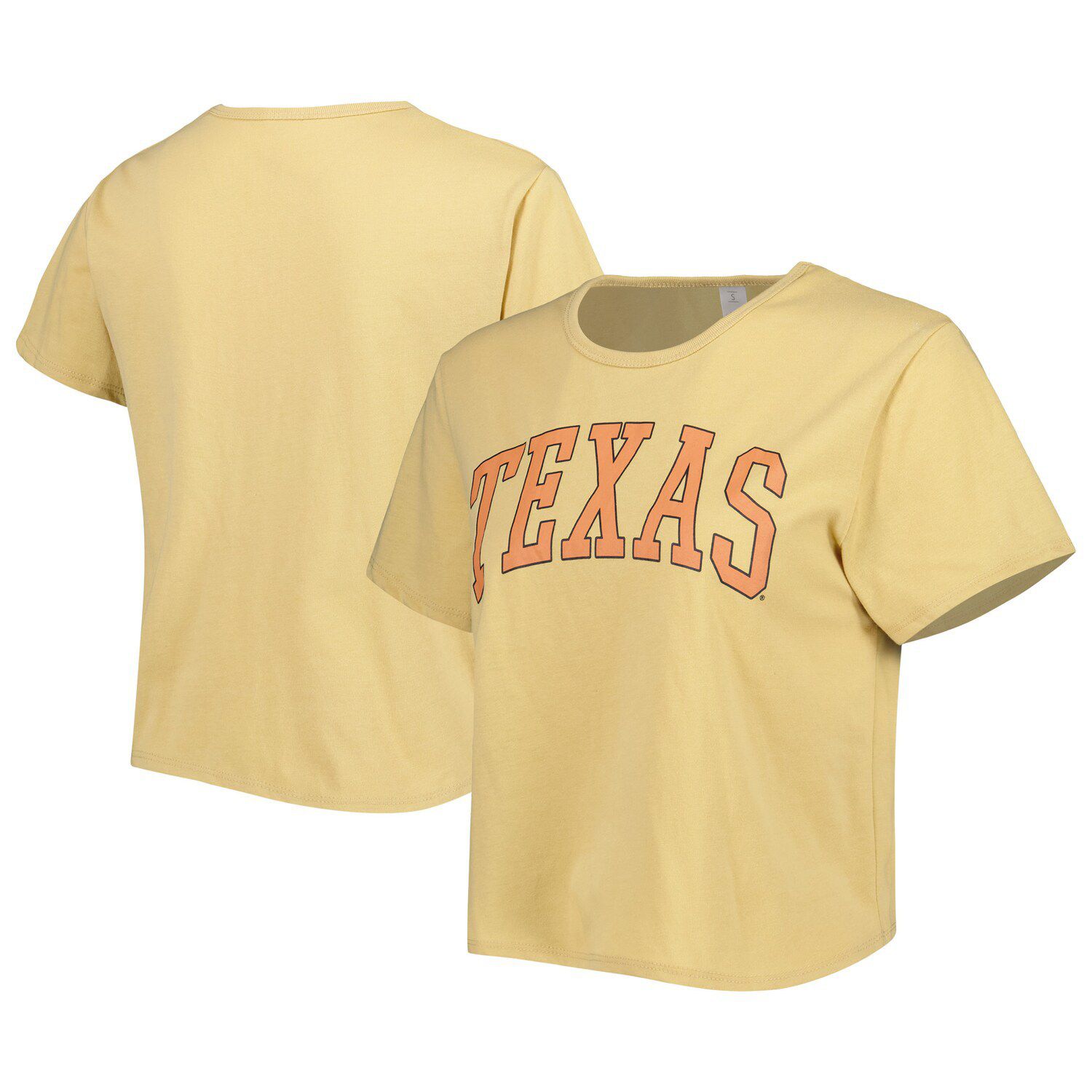 Texas Longhorns WEAR by Erin Andrews Women's Striped Front Knot Cropped T- Shirt - White