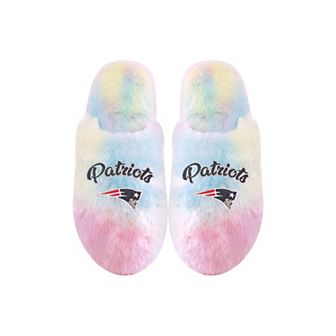 Youth FOCO New England Patriots Rainbow Script Slippers