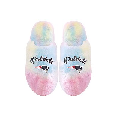 Youth FOCO New England Patriots Rainbow Script Slippers