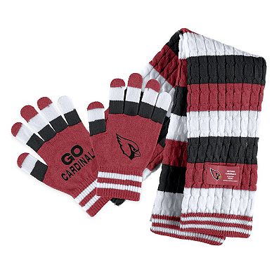 Women's WEAR by Erin Andrews Arizona Cardinals Striped Scarf & Gloves Set