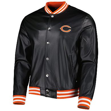 Men's The Wild Collective Black Chicago Bears Metallic Bomber Full-Snap Jacket