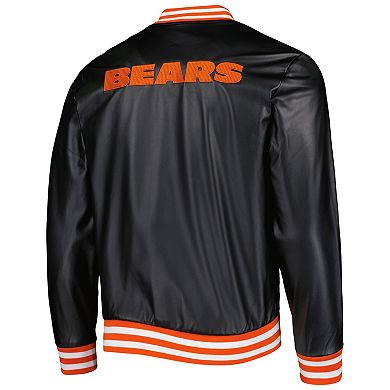 Men's The Wild Collective Black Chicago Bears Metallic Bomber Full-Snap Jacket
