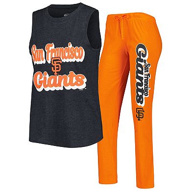 Women's Concepts Sport Orange/Black San Francisco Giants Wordmark Meter Muscle Tank Top & Pants Sleep Set