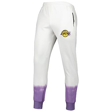 Men's FISLL Oatmeal Los Angeles Lakers Double Dribble Tie-Dye Fleece Jogger Pants