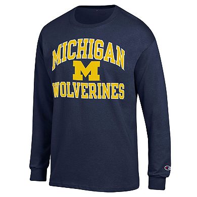 Men's Champion Navy Michigan Wolverines High Motor Long Sleeve T-Shirt