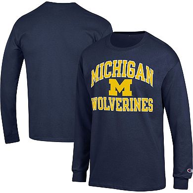 Men's Champion Navy Michigan Wolverines High Motor Long Sleeve T-Shirt