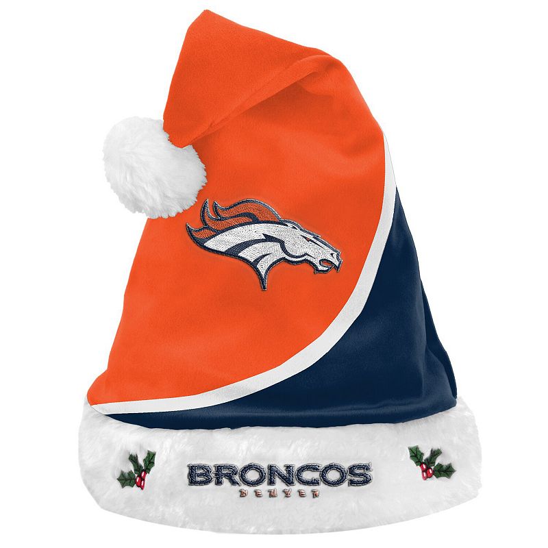 FOCO Denver Broncos Team Logo Colorblock Santa Hat, Multicolor